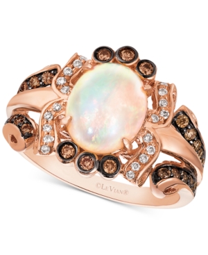 image of Le Vian Neopolitan Opal (1-1/5 ct. t.w.) & Diamond (3/8 ct. t.w.) Statement Ring in 14k Rose Gold