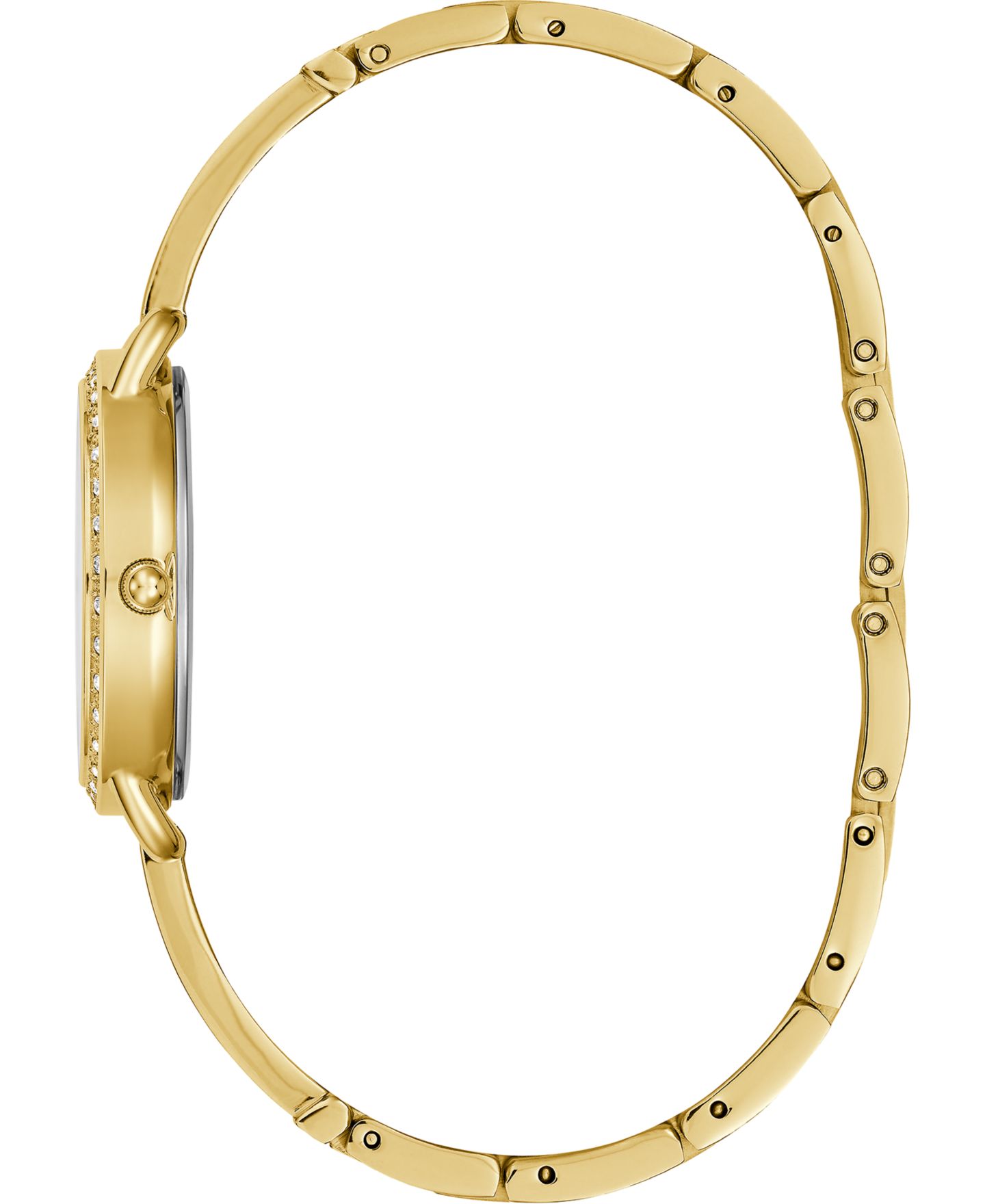 Женские часы Guess с золотистым стальным полужёстким браслетом, 30 мм — фото 2