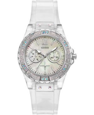 image of Guess Women-s Clear Silicone Strap Watch 39mm