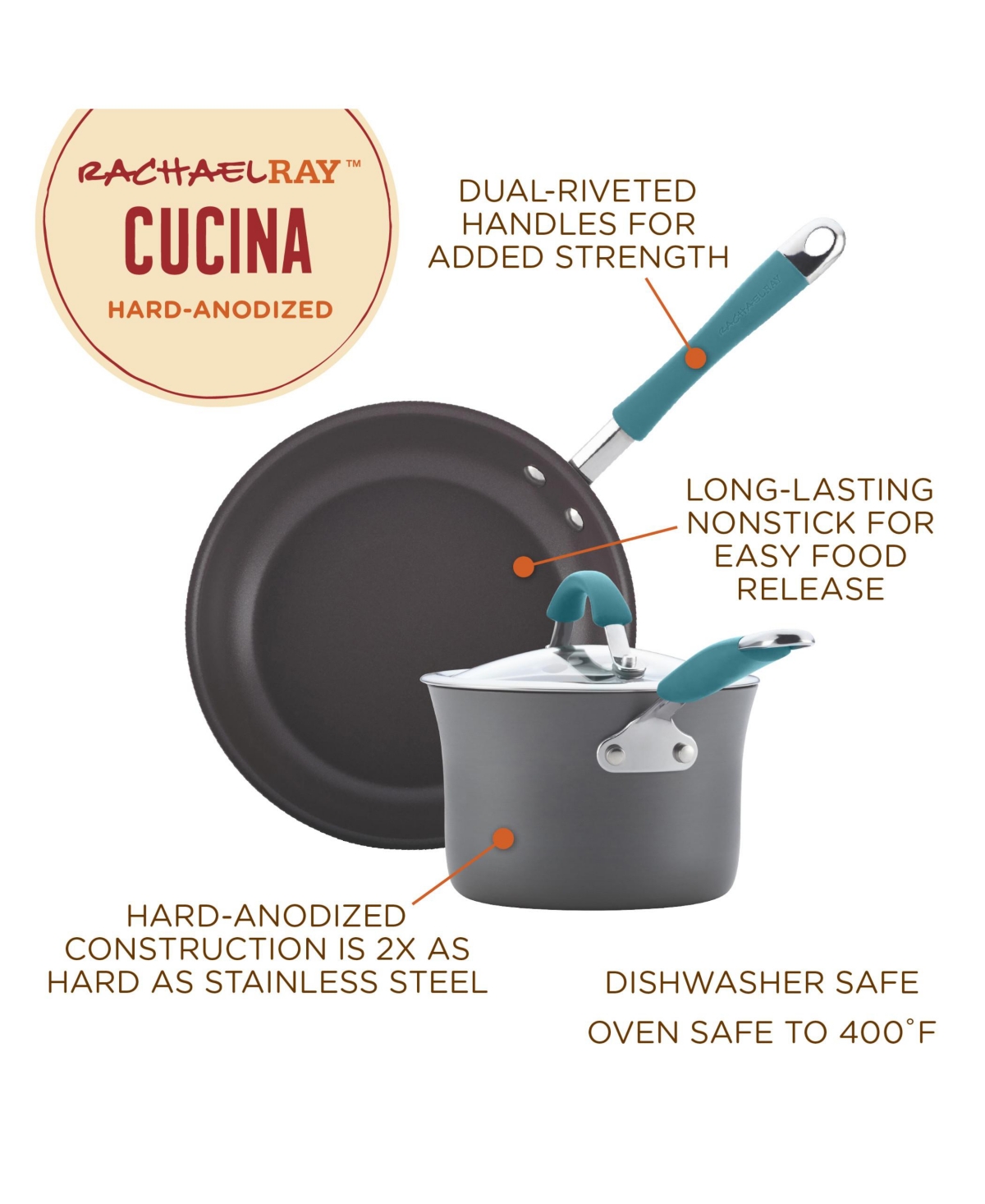 Rachael Ray Cucina 14 Inch Nonstick Frying Pan In Agave Blue