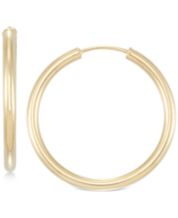 Italian Andiamo 14kt Yellow Gold Over Resin Wide Huggie Hoop Earrings. 3/4