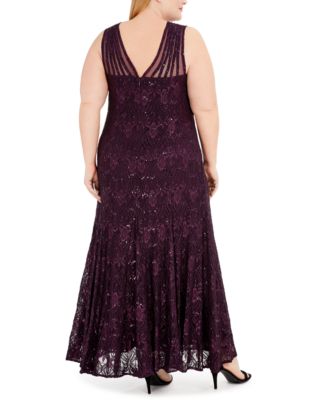 Plus Size Sequin Lace Gown