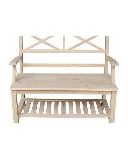 International Concepts Double X Back Bench With Arms And Shelf Reviews Furniture Macy S