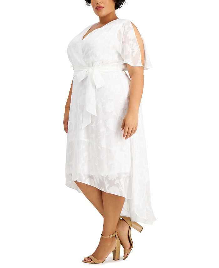 Jessica Howard Plus Size Split-Sleeve Burnout Maxi Dress - Macy's