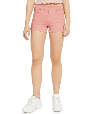 ladies pink denim shorts