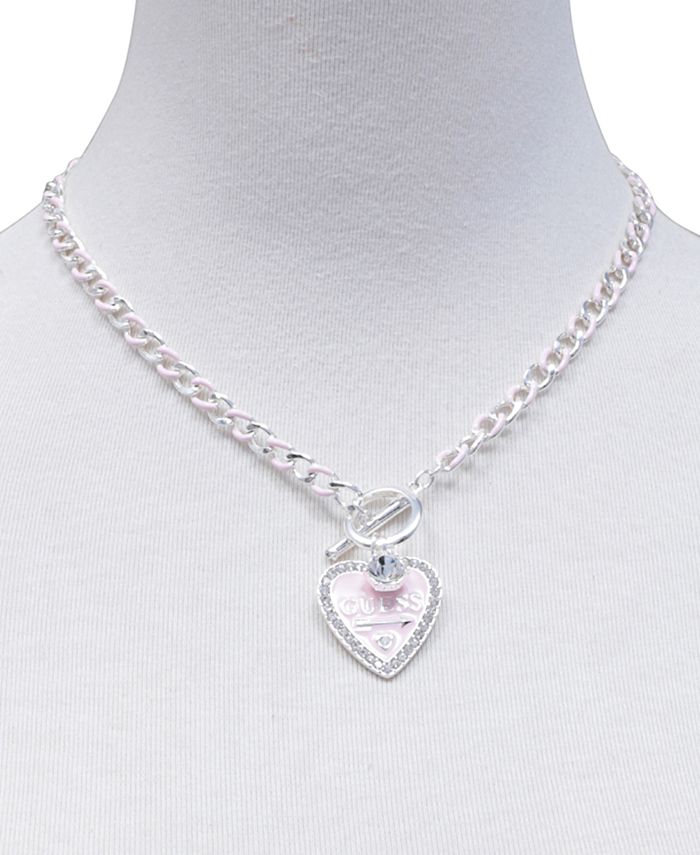 GUESS Silver-Tone Crystal & Heart Logo 18