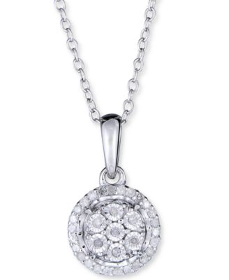 2-Pc. Set Diamond Cluster Pendant Necklace & Matching Stud Earrings in Sterling Silver