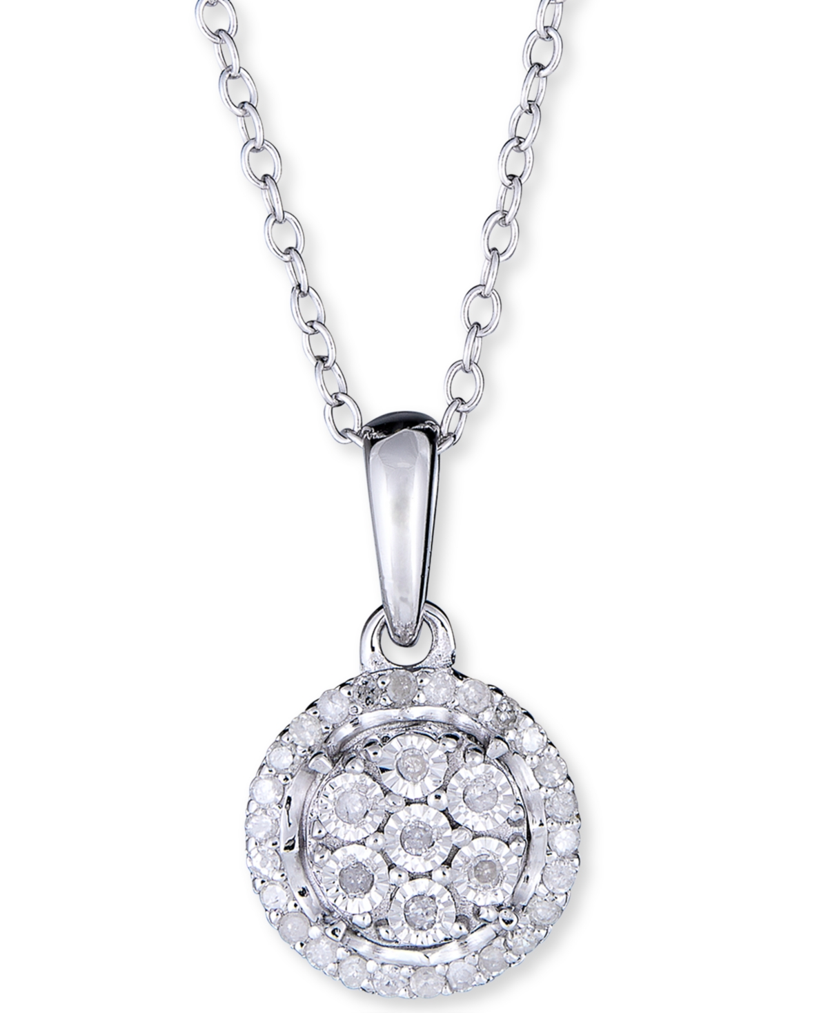 2-Pc. Set Diamond Cluster Pendant Necklace & Matching Stud Earrings - Sterling Silver