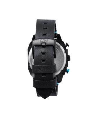 Men's Hawker Hunter Chronograph Retrograde Edition Black Genuine Leather Strap Watch 45mm