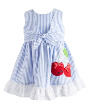 Bonnie Baby Baby Girls Striped Seersucker Tie-Front Dress