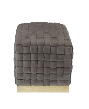 NICOLE MILLER SATINE WOVEN CUBE OTTOMAN WITH METAL BASE