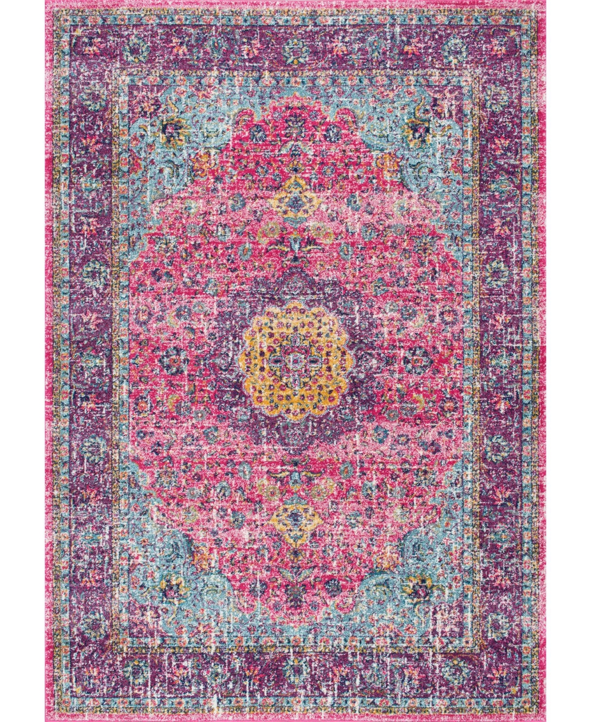 nuLoom Bodrum Vintage-Inspired Persian Verona 6'7in x 9' Area Rug - Pink