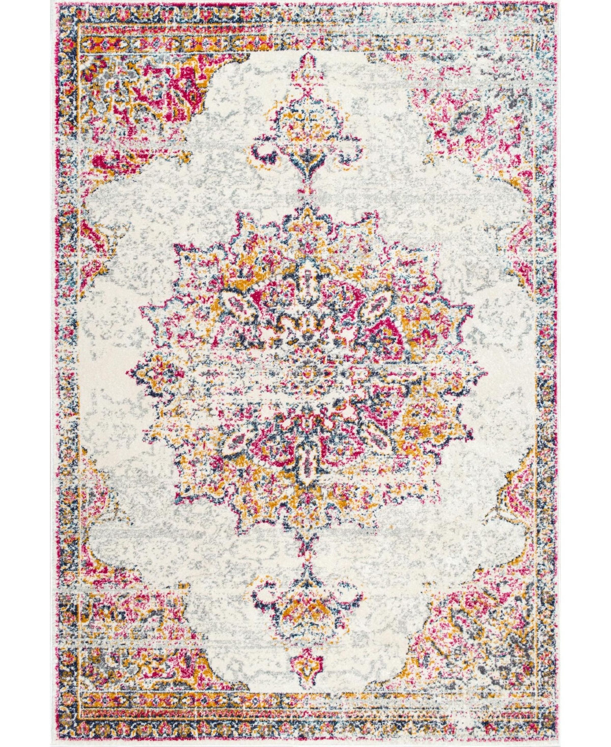 nuLoom Bodrum Vintage-Inspired Medallion Leola 6'7in x 9' Area Rug - Pink