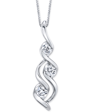 image of Diamond Spiral Pendant Necklace (1 ct. t.w.) in 14k White Gold