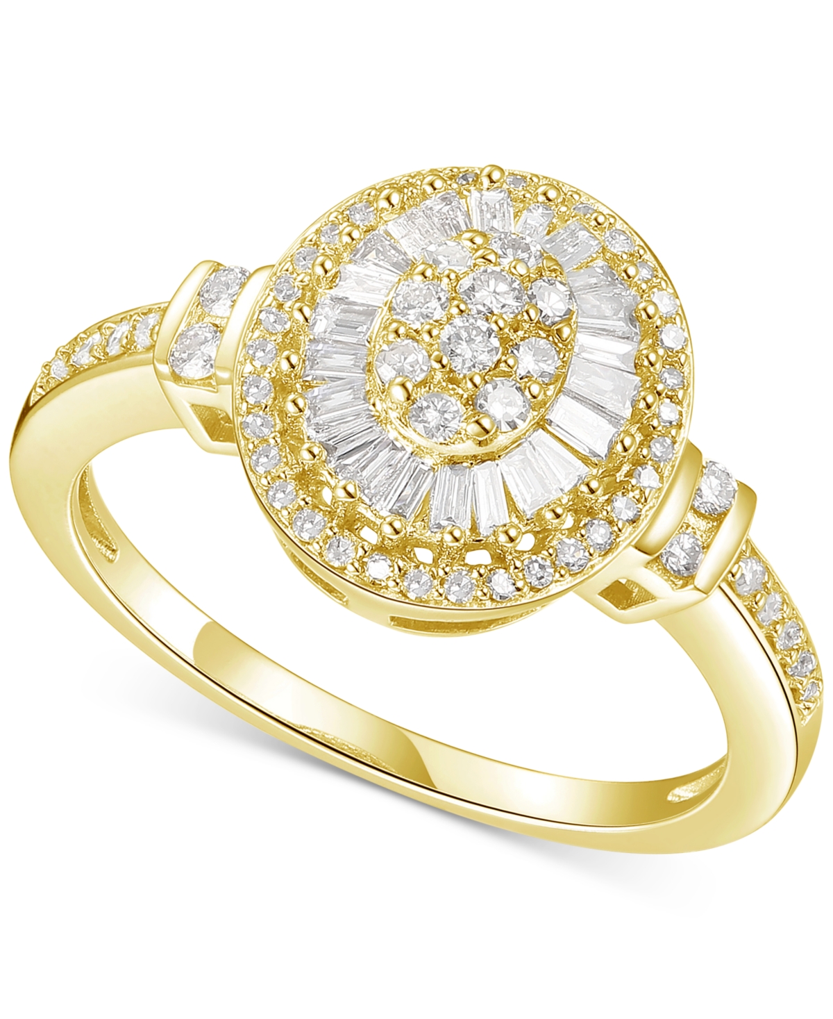 Shop Macy's Diamond Oval Starburst Cluster Ring (1/2 Ct. T.w.) In 14k White, Yellow Or Rose Gold In Yellow Gold