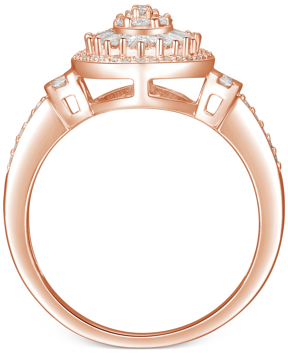Diamond Oval Starburst Cluster Ring (1/2 ct. t.w.) in 14k White, Yellow or- Rose Gold