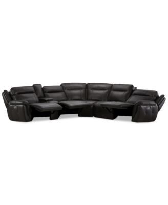 Lenardo 6-Pc. Leather Sectional with 3 Power Recliners and Console