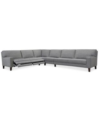 CLOSEOUT! Sandrew 4-Pc. Fabric Sectional with 2 Power Foot Rests, Created for Macy's