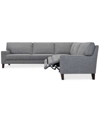 CLOSEOUT! Sandrew 3-Pc. Fabric Sectional with 2 Power Foot Rests, Created for Macy's