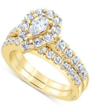 Shop Marchesa Certified Diamond Pear Halo Bridal Set (2 Ct. T.w.) In 18k White, Yellow Or Rose Gold In Yellow Gold