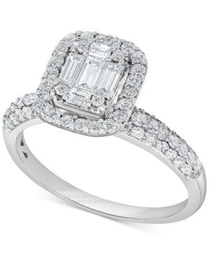 image of Diamond Baguette Cluster Halo Ring (1 ct. t.w.) in 14k White Gold