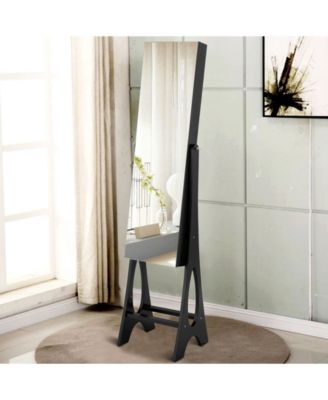 LED Jewelry Cabinet Organizer Bevel Edge Mirrored Standing