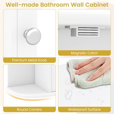 Bathroom Wall Cabinet w/ Mirror Modern Medicine Cabinet w/ Mirrored Door