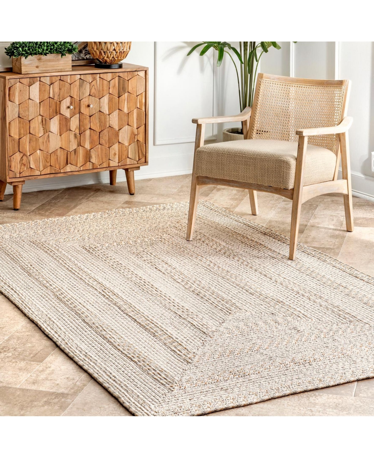 nuLoom Texture Braid Doutzen Indoor and OutdoorArea Rug - Ivory