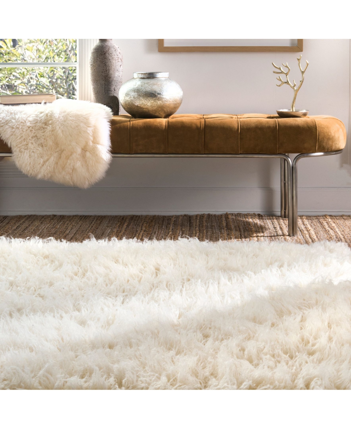 nuLoom Flokati Greek Alexis Flokati Neutral Area Rug