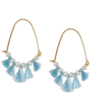 image of Lucky Brand Gold-Tone Imitation Pearl & Tassel Drop Earrings