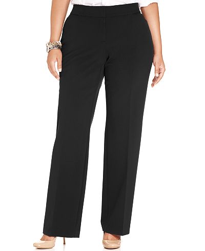 JM Collection Plus Size Curvy-Fit Straight-Leg Pants, Created for Macy ...