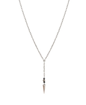 image of Mr Ettika Ox Chain Lariat Necklace with Hematite Beads and Spike Charm