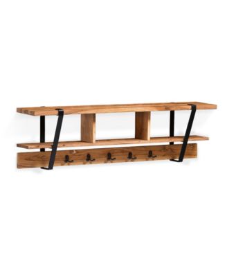 Ryegate Natural Live Edge Bench with Coat Hook Shelf Set