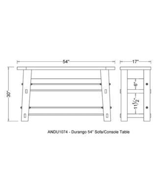 Durango Industrial Wood Console and Media Table with Shelves