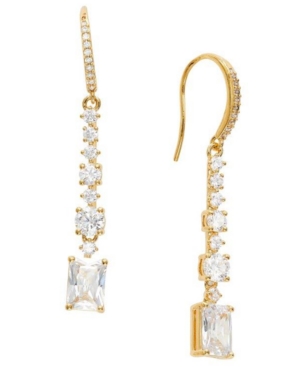 image of Eliot Danori Cubic Zirconia Linear Drop Earrings, Created for Macy-s