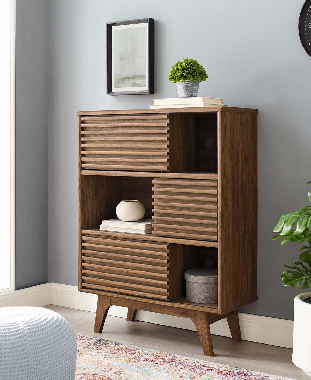 Modway Render 3-tier Display Storage Cabinet Stand In Brown