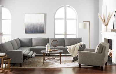 CLOSEOUT! Sandrew 3-Pc. Fabric Sectional with 2 Power Foot Rests, Created for Macy's