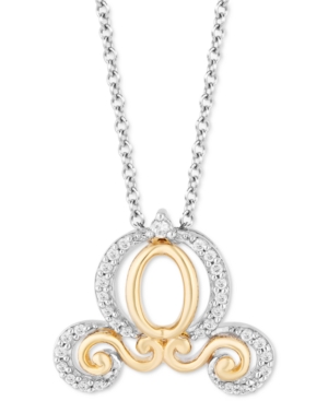 image of Enchanted Disney Diamond Cinderella Carriage Pendant Necklace (1/10 ct. t.w.) in Sterling Silver & 14k Gold, 16