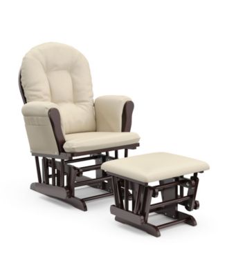 Hoop Glider and Ottoman, 2-Piece Nursery Seating Set with Enclosed Ball Bearings, Padded Cushions & Solid Hardwood Base