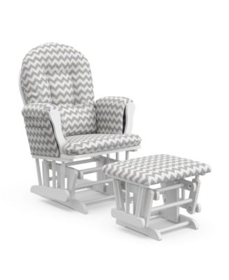 Hoop Glider and Ottoman, 2-Piece Nursery Seating Set with Enclosed Ball Bearings, Padded Cushions & Solid Hardwood Base