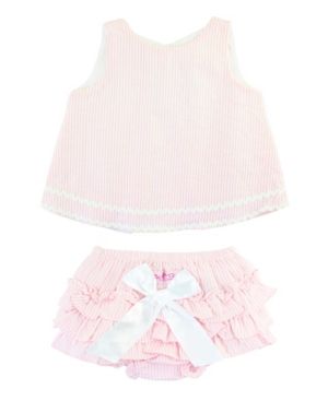 RuffleButts Baby Girl Short Sleeve Swing Top and Ruffle Bloomer Set