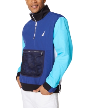 Nautica Men's Colorblocked Logo-Print 1/4-Zip Jacket