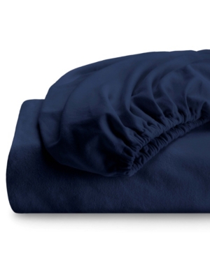 Bare Home Flannel Fitted Bottom Sheet, Queen In Navy