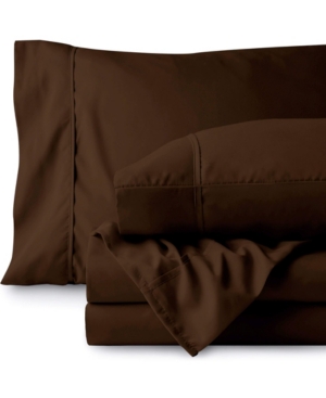 Bare Home Double Brushed Sheet Set, Queen In Brown