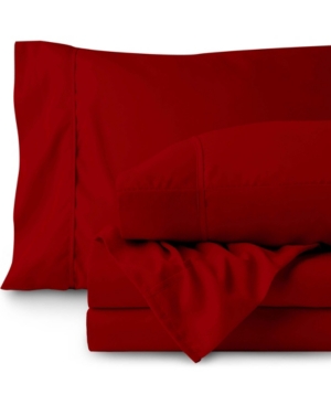 Bare Home Double Brushed Sheet Set, Queen In Red
