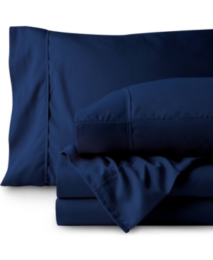 Bare Home Double Brushed Sheet Set, Queen In Navy