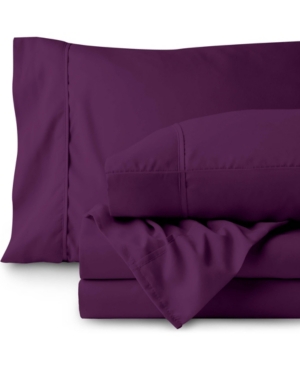 Bare Home Double Brushed Sheet Set, Queen In Plum