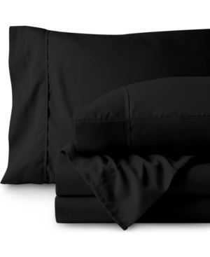 Bare Home Double Brushed Sheet Set, Twin In Black