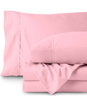 Bare Home Double Brushed Sheet Set, Twin Xl In Pink