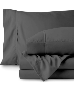 Shop Bare Home Double Brushed Sheet Set, Twin Xl In Dark Gray